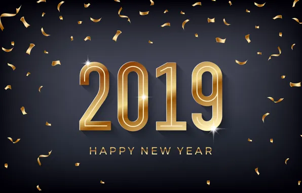 Фон, золото, Новый Год, цифры, golden, New Year, Happy, sparkle