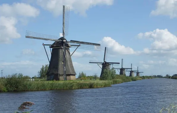 Nature, kinderdijk, the netherlands, .windmills-