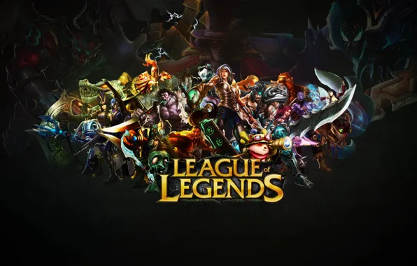 Фон, чёрный фон, персонажи, League of Legends, Лига Легенд