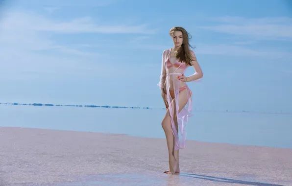 Beach, long hair, model, brunette, gorgeous, photoshoot, posing, beautiful face