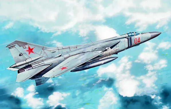 War, art, painting, jet, MiG-23M