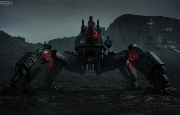 Машина, горы, Military mech concept