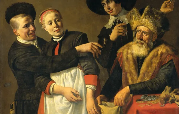 Масло, портрет, картина, компания, холст, 1640, Nicolaes Moyaert, Николас Муйарт