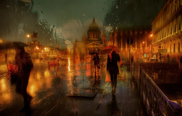 Картинка люди, дождь, улица, Санкт-Петербург, Россия