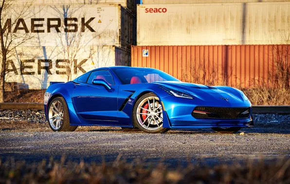 Картинка Corvette, Chevrolet, Blue, C7, Forgelibe