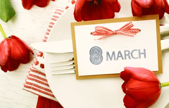 Тарелка, тюльпаны, 8 марта, Holidays, сервировка, Tulips, женский день, March 8