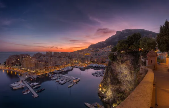 Картинка ночь, город, Монако