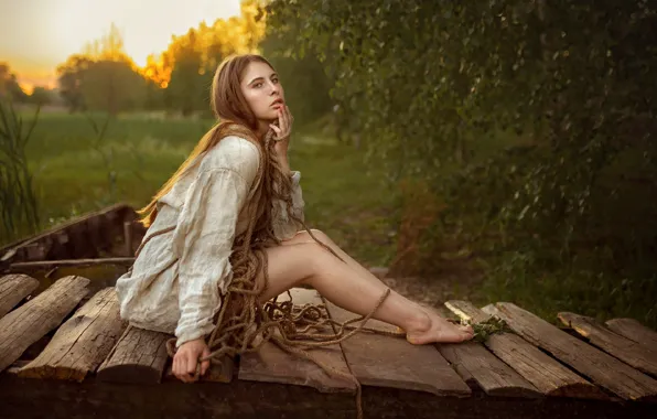 ПРИРОДА, ЗЕЛЕНЬ, ШАТЕНКА, ДОСКИ, ВЕРЁВКА, Альберт Лесной, РУБАХА