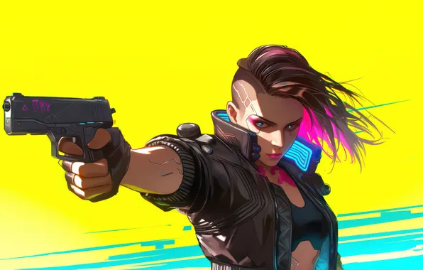 Gun, cyberpunk, warrior, female