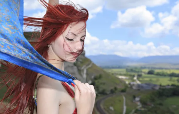 Redhead, cute, scarf