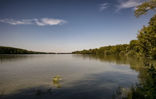 Summer, river, sky, Danube River, Danube
