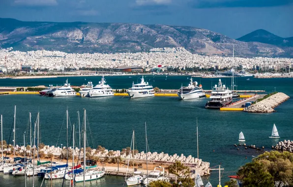 Картинка море, Греция, sea, гавань, harbour, Greece, Pireus, Пирей