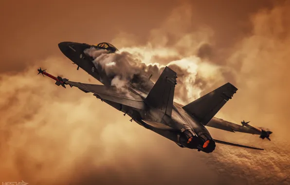 Закат, Истребитель, Эффект Прандтля — Глоерта, ВВС Финляндии, F/A-18 Hornet, HESJA Air-Art Photography