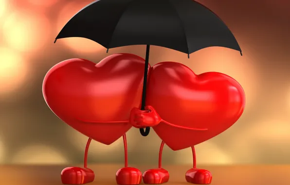Картинка любовь, сердце, зонт, love, влюбленные, heart, umbrella