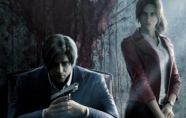 Фантастика, мультфильм, аниме, сериал, боевик, ужасы, Claire Redfield, Leon Kennedy
