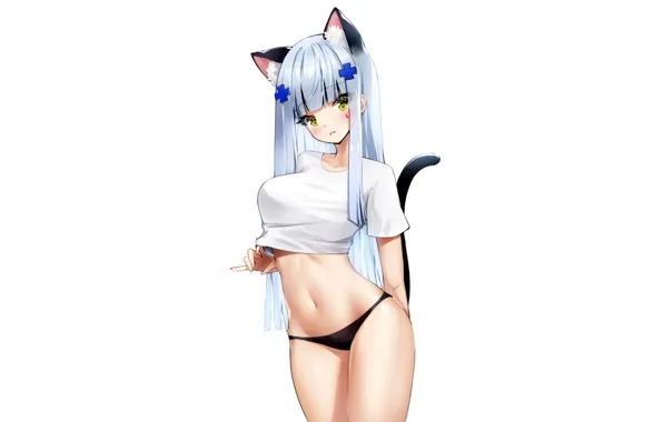 Girl, sexy, lingerie, panties, green eyes, long hair, anime, beautiful