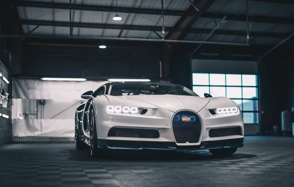 Картинка Bugatti, Lights, White, VAG, SuperCar, Chiron