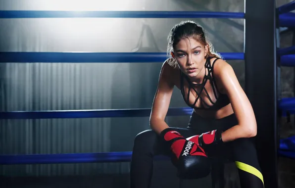 Модель, бокс, тренировка, Gigi Hadid