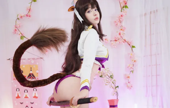Girl, sword, sexy, lingerie, ass, pantsu, bra, blouse