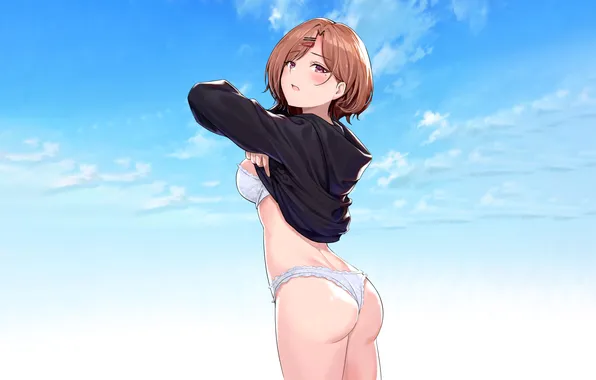 Girl, sexy, lingerie, ass, pantsu, bra, panties, sky