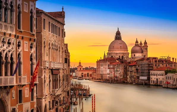 Картинка дома, утро, Италия, Венеция, собор, канал, санта-мария-делла-салюте
