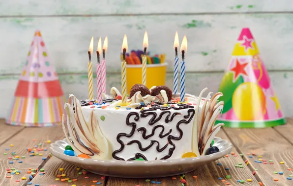 Свечи, colorful, торт, cake, Happy Birthday, celebration, decoration, candle