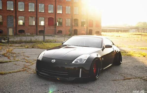 Nissan, wheels, 350z, black, japan, jdm, tuning, front