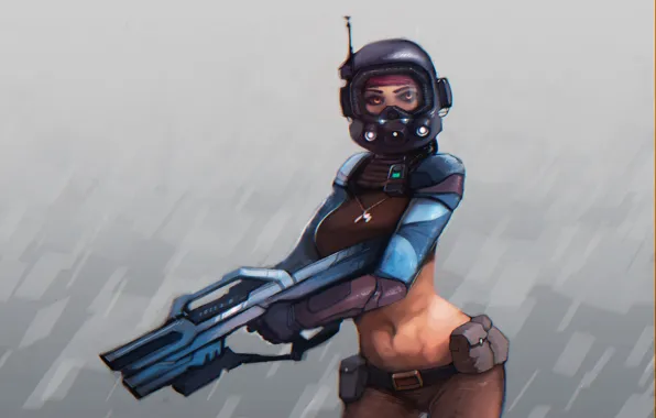 Картинка девушка, оружие, полиция, шлем, ружье