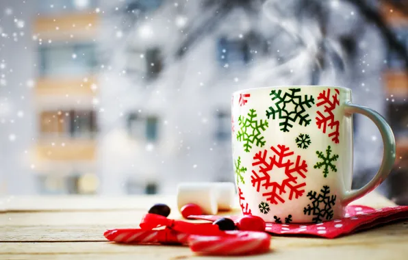 Картинка зима, праздник, новый год, Рождество, чашки