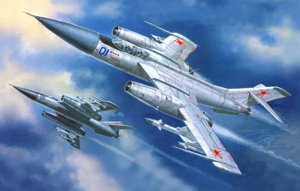 Картинка рисунок, истребитель, пара, самолёт, Як-28