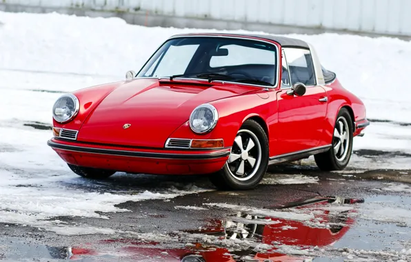 Зима, 911, Porsche, 1969, порше, классика, Targa, тарга