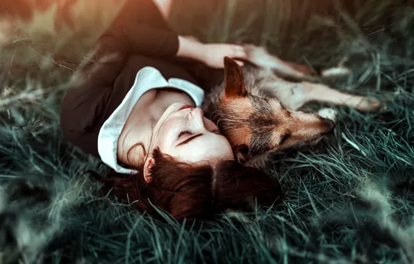 Картинка девушка, собака, дружба, друзья, Antonia Clio, настроение1