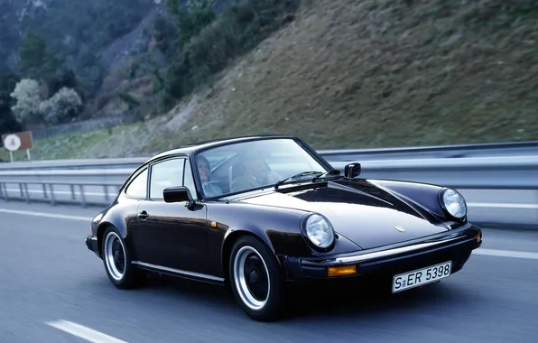 Картинка 911, Porsche, black, road, auto, walls, speed