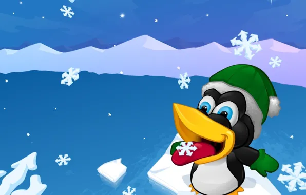 Картинка снежинки, Новый год, Linux, новогодний, Пингвин, запах рождества, Christmas Tux