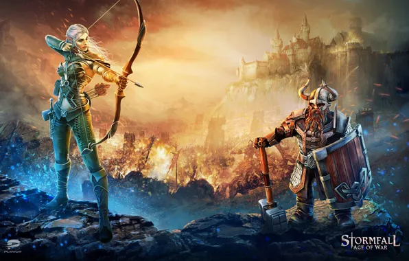 Game, warhammer, armor, weapon, castle, elf, bow, shield