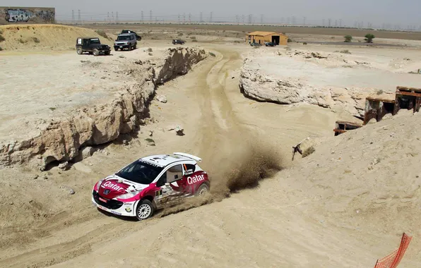 Песок, поворот, Спорт, Гонка, Peugeot, WRC, Rally, Ралли