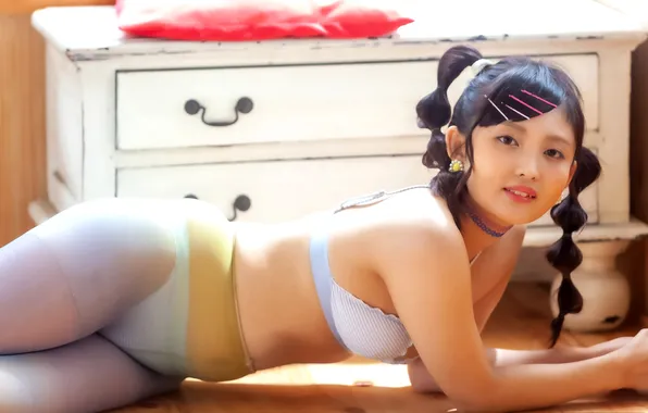 Beautiful, Asian, Model, Smile, Woman, Cute, Lying Down, Laying