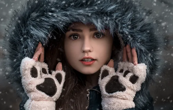 Winter, pose, gloves, Дмитрий Бегма