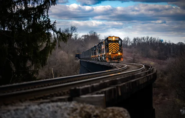 Картинка природа, поезд, железная дорога