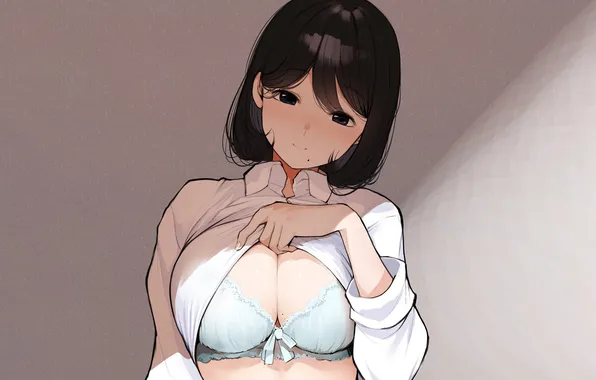 Girl, sexy, lingerie, bra, cleavage, boobs, anime, beautiful