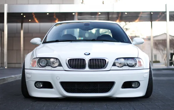 Картинка тюнинг, BMW, Белая, White, E46, stance