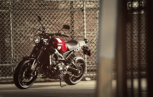 Мотоцикл, red, стоит, Yamaha, moto, Yamaha XSR900, городской мотоцикл