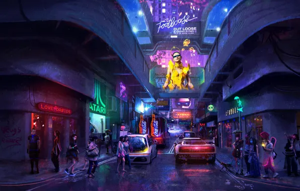 Sci-fi, neon, cyberpunk, dystopia, artwork, hong kong