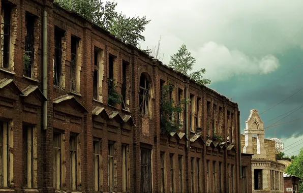 City, город, house, заброшенный дом, заброшенное здание, темное небо, заброшенное помещение, старое здание