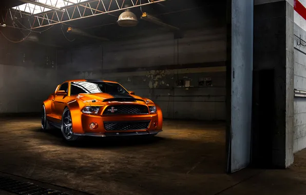 Картинка Mustang, Ford, Shelby, GT500, Muscle, Orange, Car, Front