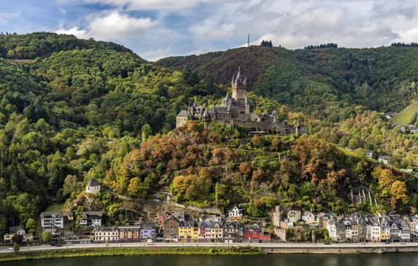 Картинка замок, Германия, панорама, леса, Кохем