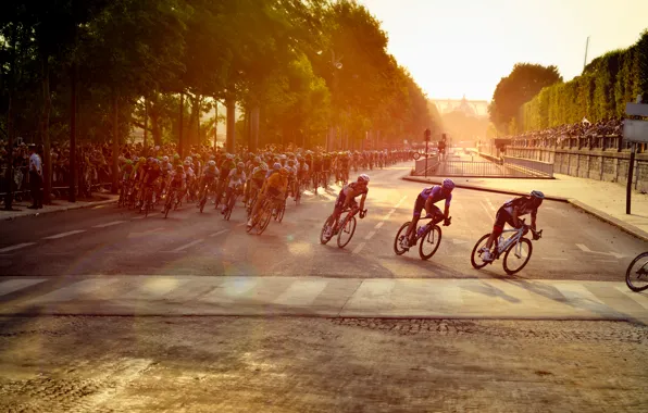 Велосипед, гонка, Париж, Paris, спортсмены, марафон, Cycling, велогонщики