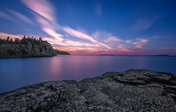 Картинка Indian Head Cove, Sunset at Bruce Peninsula Provincial Park, Tobermory Ontario