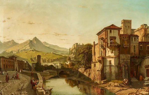 Картинка Гранада, 1876, Granada, бельгийский живописец, Belgian painter, oil on canvas, François-Antoine Bossuet, Франсуа-Антуан Боссюэ