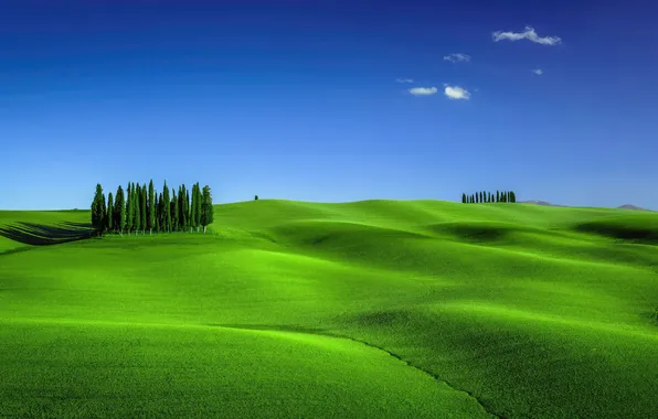 Картинка sky, landscape, blue, hills, greenery